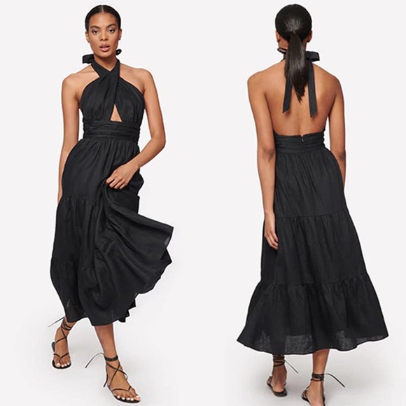 Cami NYC Dresses & Skirts - Cami NYC Evita Cross Neck Halter Tie Flowy Midi Dress Women's Black Size: 0 NWT